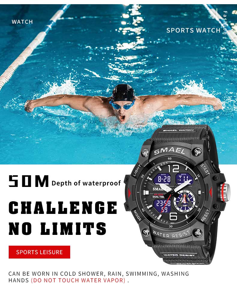 SMAEL-80070 Military Sport Watch for Men – Waterproof LED Digital Wristwatch