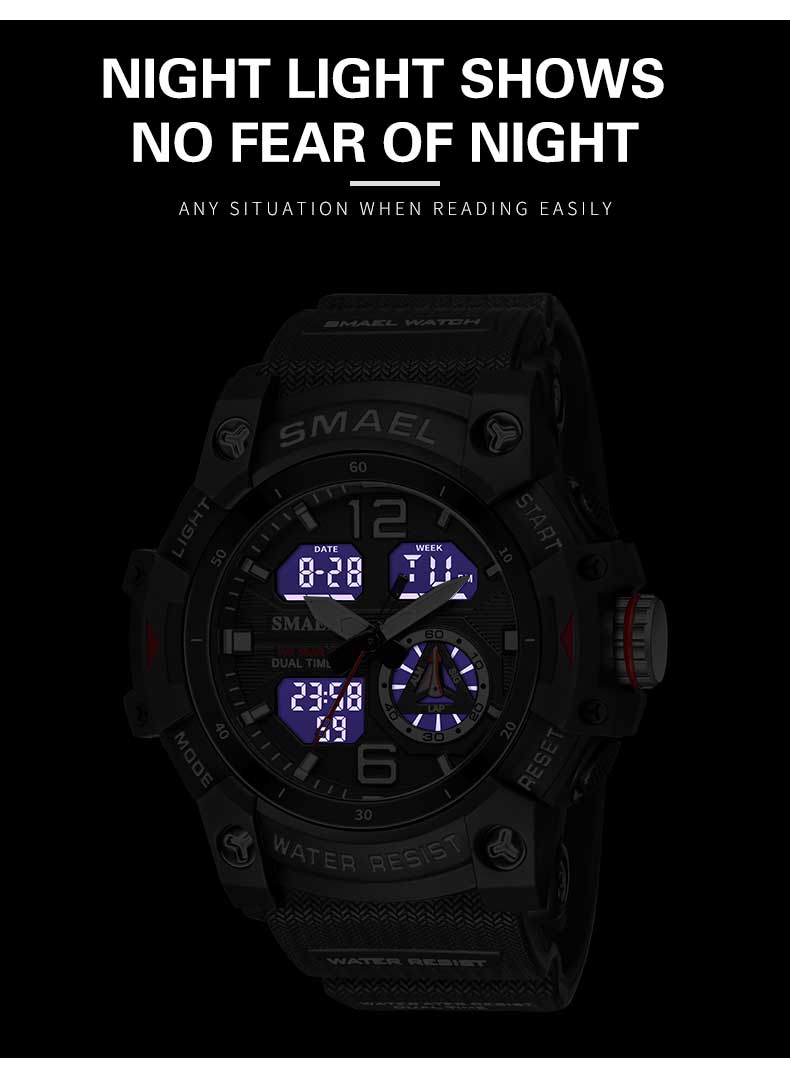 SMAEL-80070 Military Sport Watch for Men – Waterproof LED Digital Wristwatch