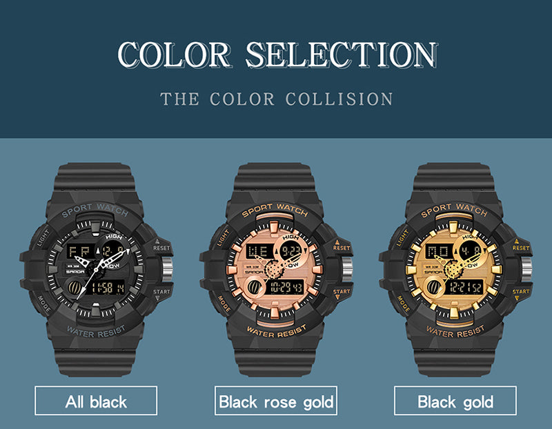 SANDA-7800 Sports Electronic Waterproof Men’s Watch – Dual Display Luxury Outdoor Wat