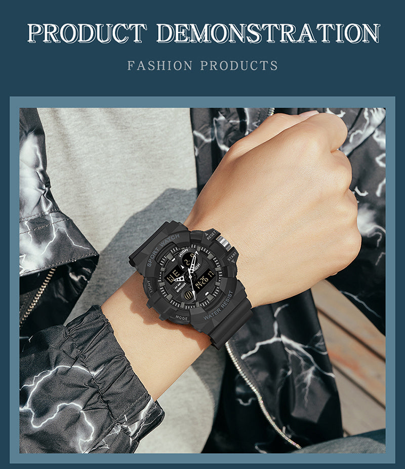 SANDA-7800 Sports Electronic Waterproof Men’s Watch – Dual Display Luxury Outdoor Wat