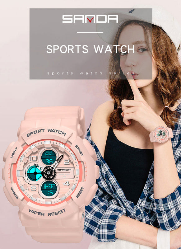 SANDA-60270 Men’s Waterproof Quartz Sports Watch – Dual Display Outdoor Watc