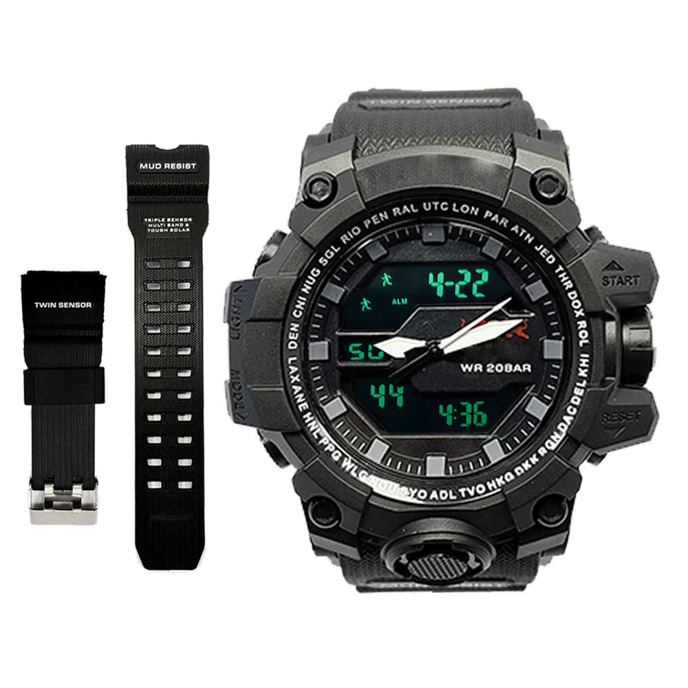 Military Mud Resist Dual Time Waterproof Sports Watch – Analog Digital Men’s Watch with Alarm & Stopwatch