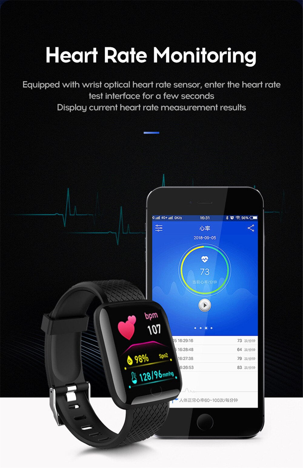 116-Plus Smart Watch with Real Step Count & Multi-Function Fitness Tracker | Unisex Android & iOS Compatible