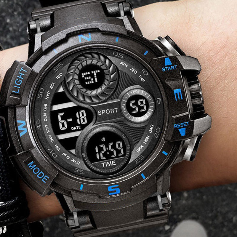 YIKAZE-S10 Black Digital Sports Watch β Waterproof Military LED Chronograph for Men