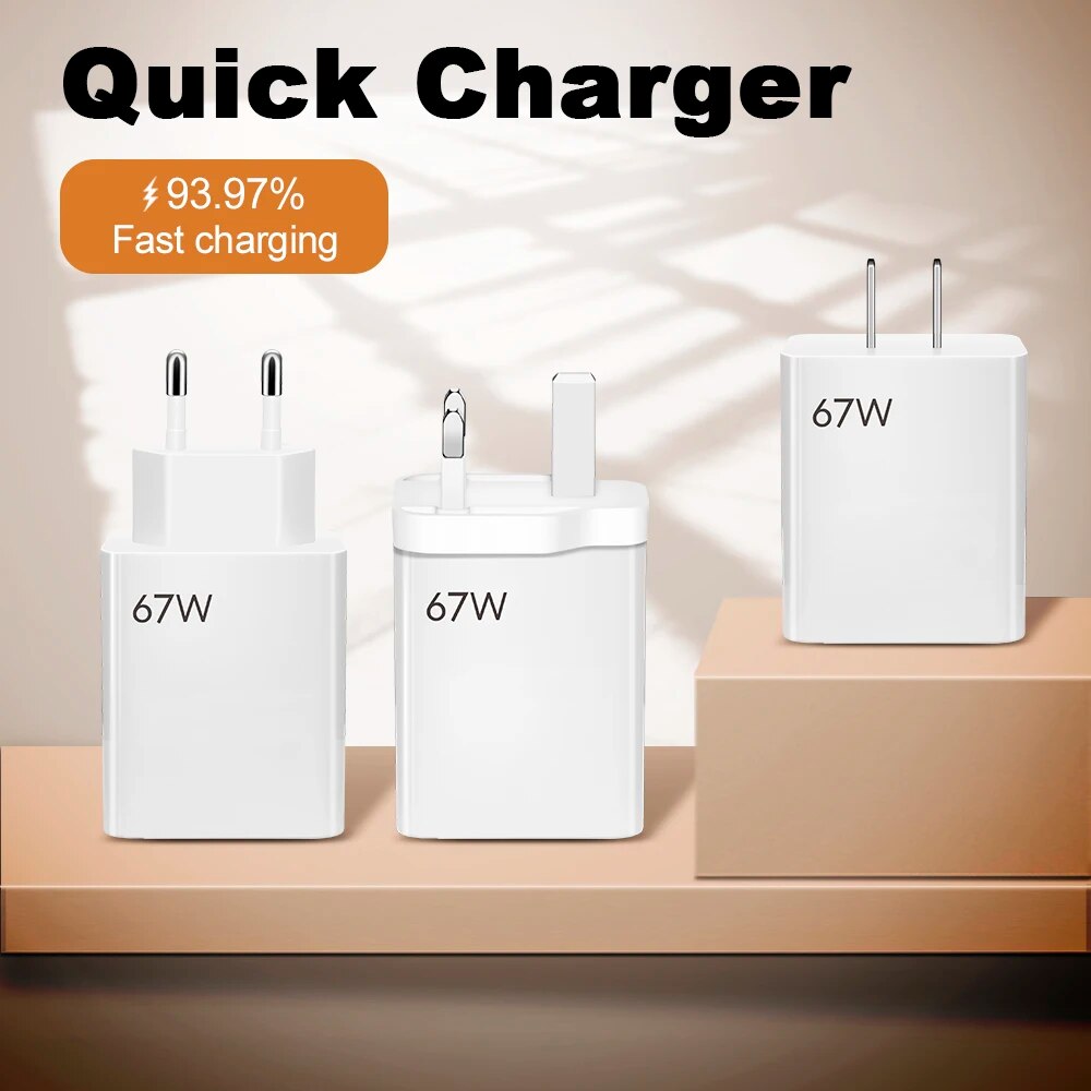 67W Fast Charger USB Type-C Quick Charge for Xiaomi Mi 13/12/11 Pro Ultra & Redmi Note Series