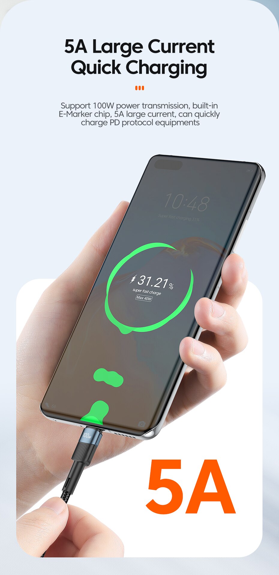 Essager 100W USB-C to USB-C Cable | PD Fast Charging for MacBook, Samsung & Xiaomi