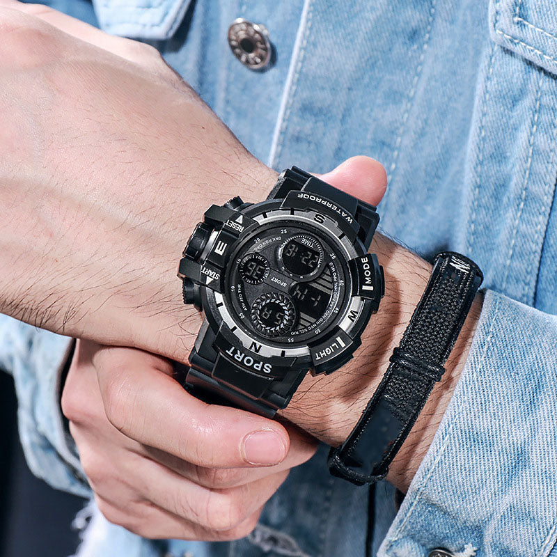 YIKAZE-S10 Black Digital Sports Watch β Waterproof Military LED Chronograph for Men
