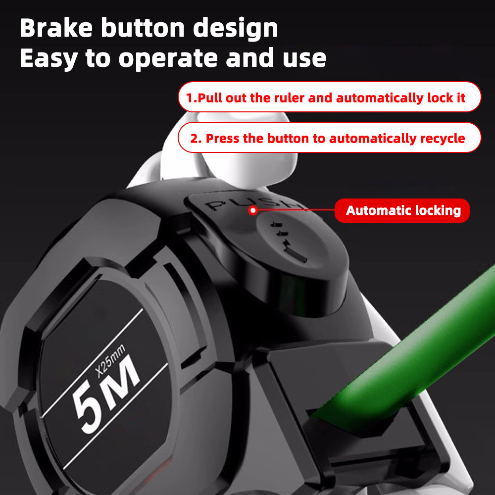 5/7.5/10M Self-Locking Fluorescent Steel Measuring Tape β High Precision Metric Ruler