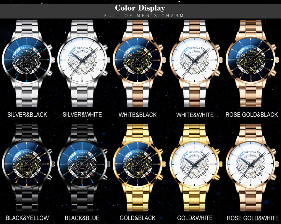 Geneva S-178 Men’s Luxury Quartz Wrist Watch