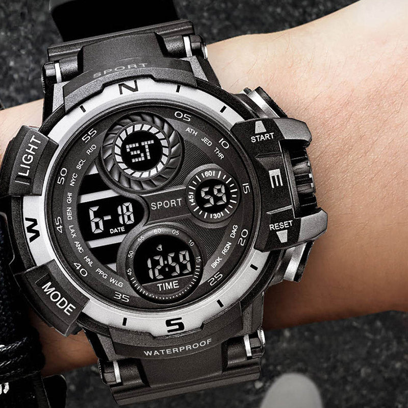 YIKAZE-S10 Black Digital Sports Watch β Waterproof Military LED Chronograph for Men
