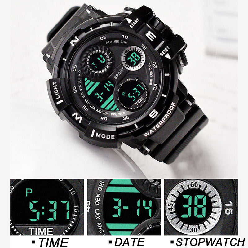 YIKAZE-S10 Black Digital Sports Watch β Waterproof Military LED Chronograph for Men