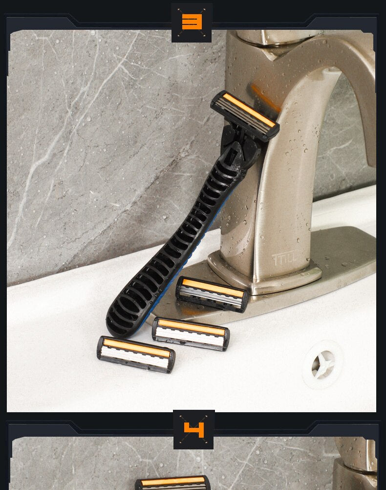3-Layer Reusable Razor with Imported Blades – Men & Women Triple Blade Shaver