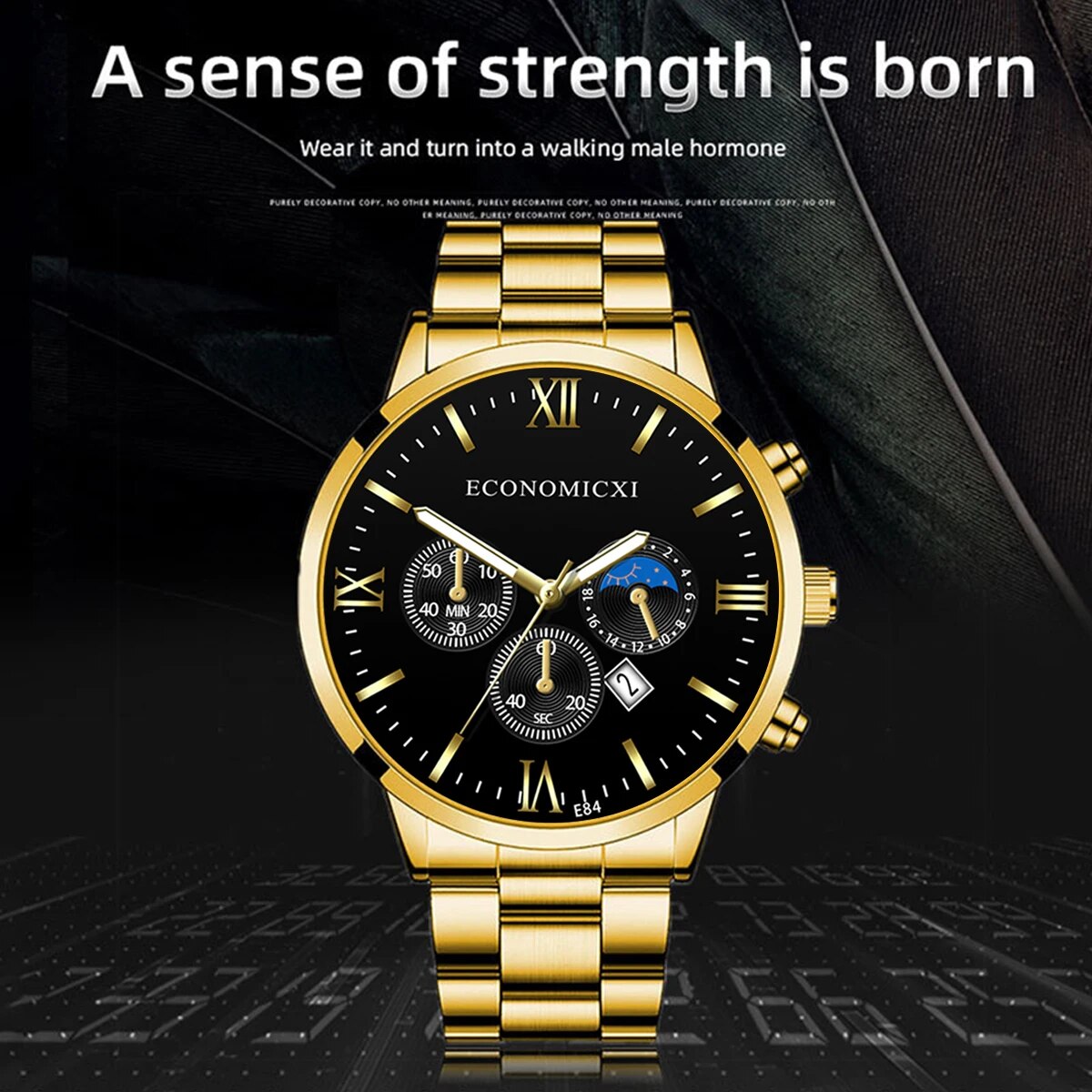 Q-3540 Quartz Watch 2Pcs Men’s Fashion Business Casual Quartz Watch & Alloy Bracelet Set