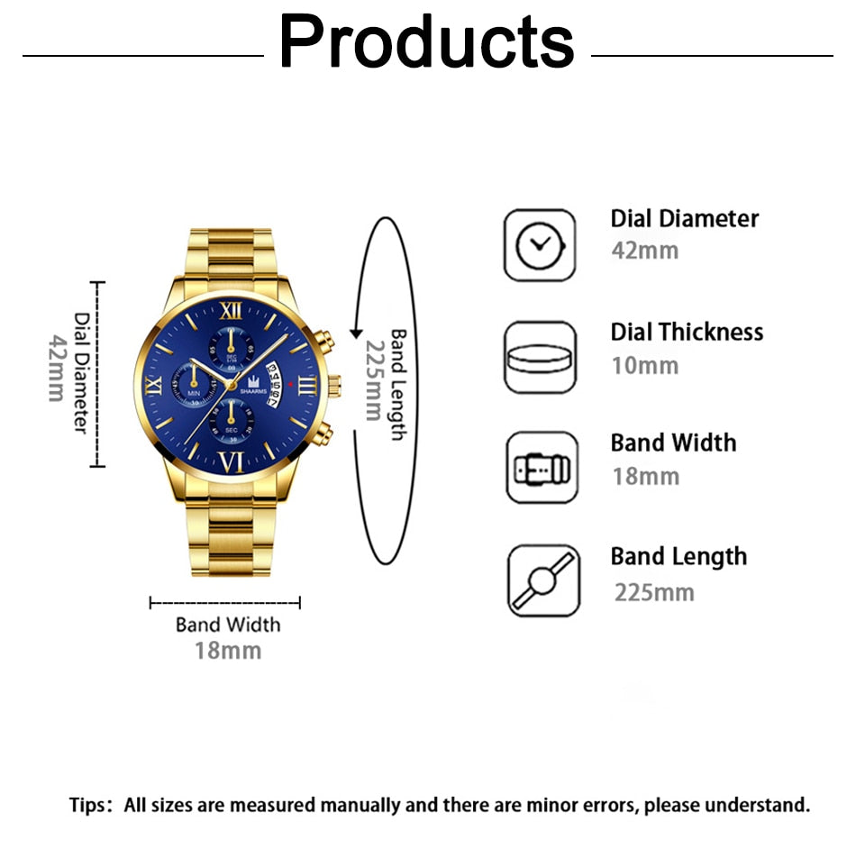 Q-1570 Men’s Fashion Business Quartz Watch with Stainless Steel Band & Bracelet
