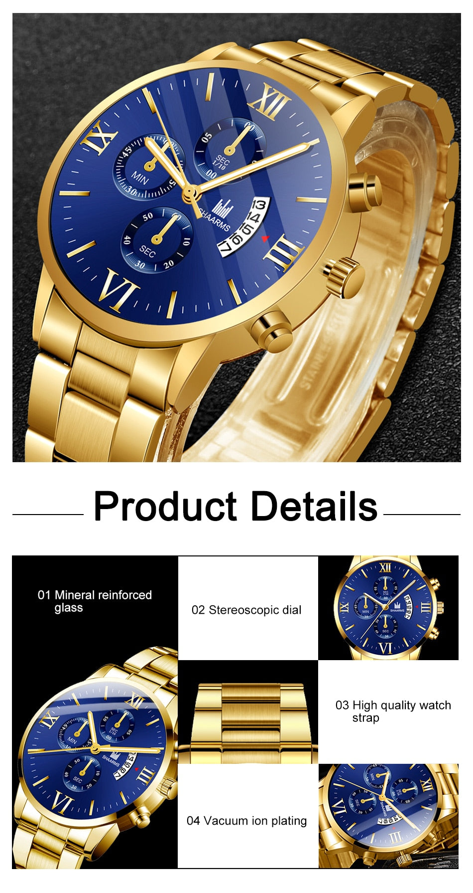Q-1570 Men’s Fashion Business Quartz Watch with Stainless Steel Band & Bracelet