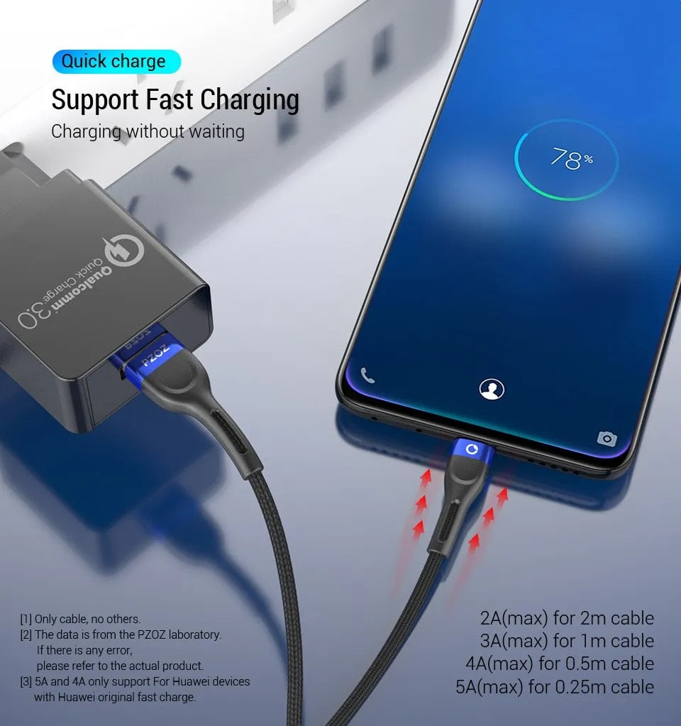 PZOZ Micro USB Cable | Fast Charging Cord for Samsung & Android Phones