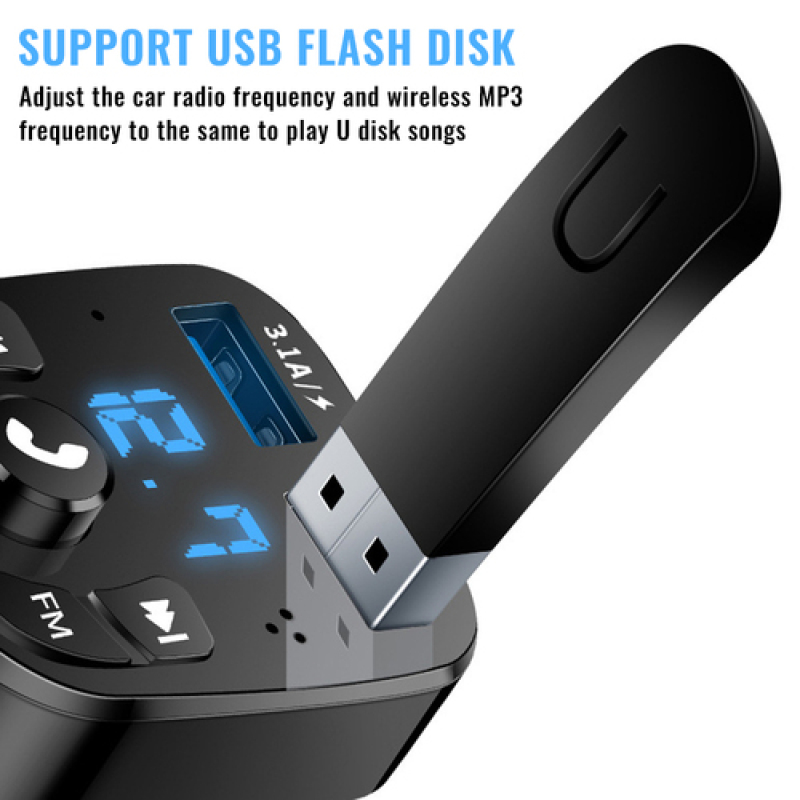 OLAF Car Bluetooth 5.0 FM Transmitter & Dual USB Car Charger – 3.1A Fast Charging MP3 Receiver
