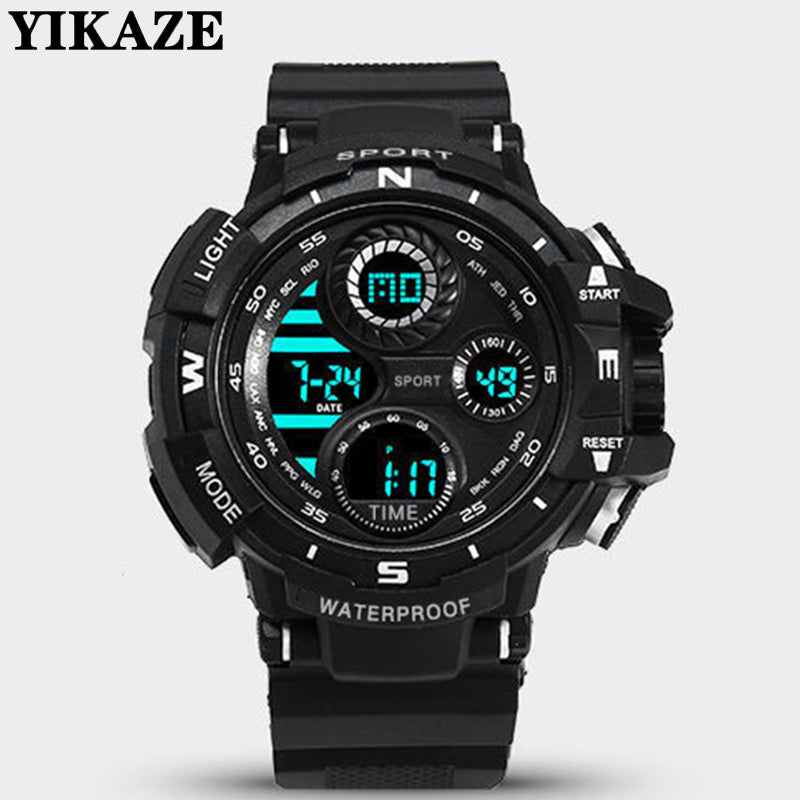 YIKAZE-S10 Black Digital Sports Watch β Waterproof Military LED Chronograph for Men