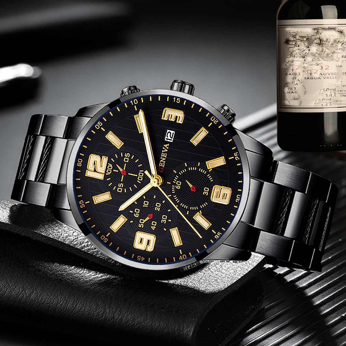 Q-2157 Men’s Quartz Watch & Luxury Bracelet Set – Business & Leisure Style
