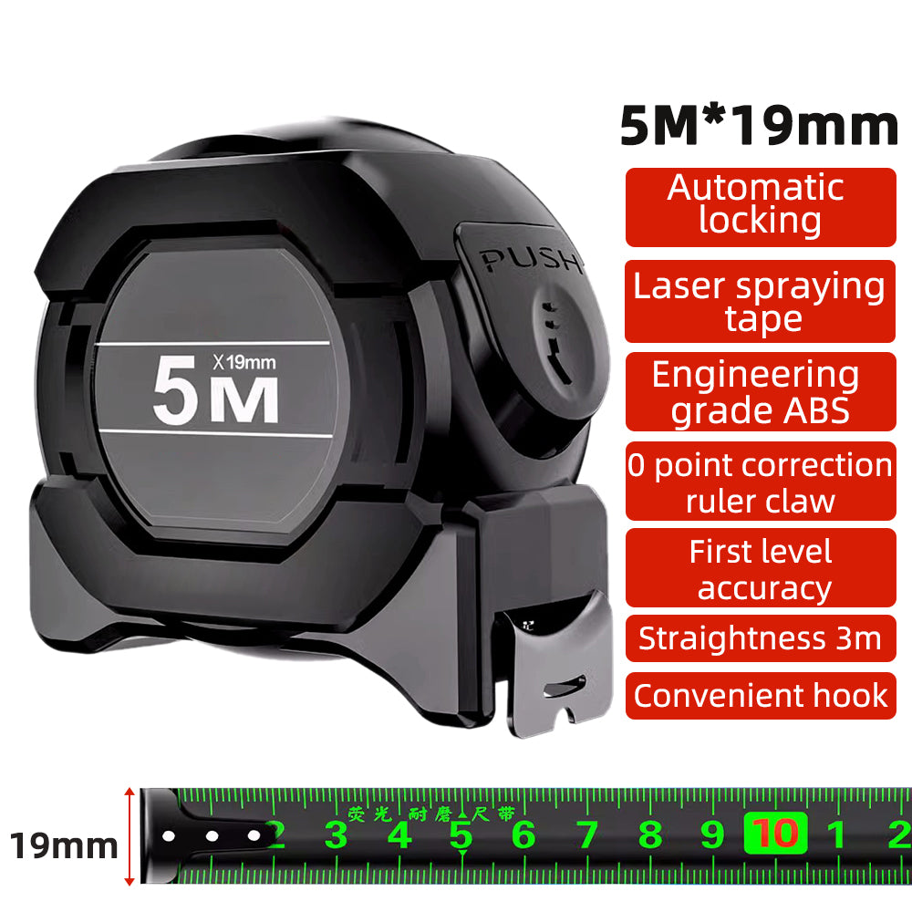 5/7.5/10M Self-Locking Fluorescent Steel Measuring Tape β High Precision Metric Ruler
