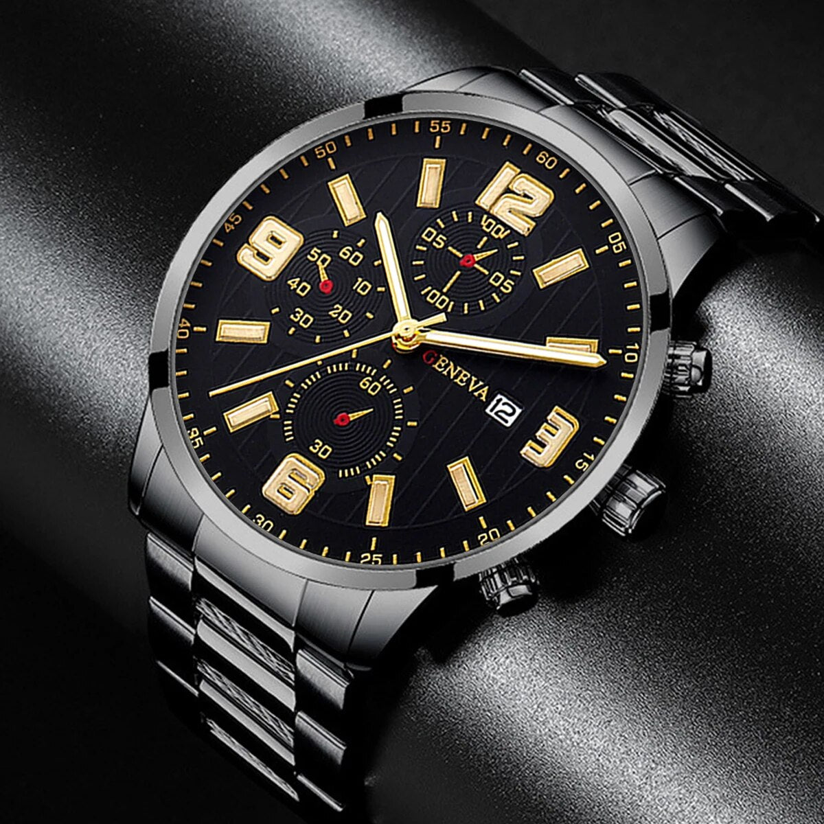 Q-2157 Men’s Quartz Watch & Luxury Bracelet Set – Business & Leisure Style
