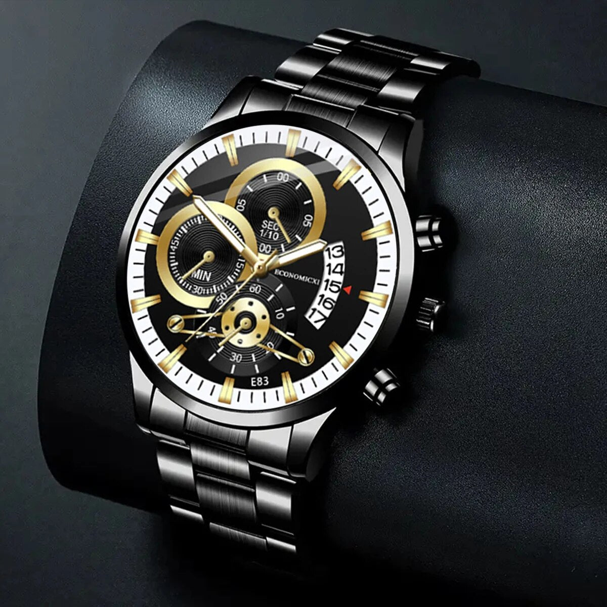 Q-4470 Men’s Quartz Watch & Alloy Bracelet Set – Business Casual