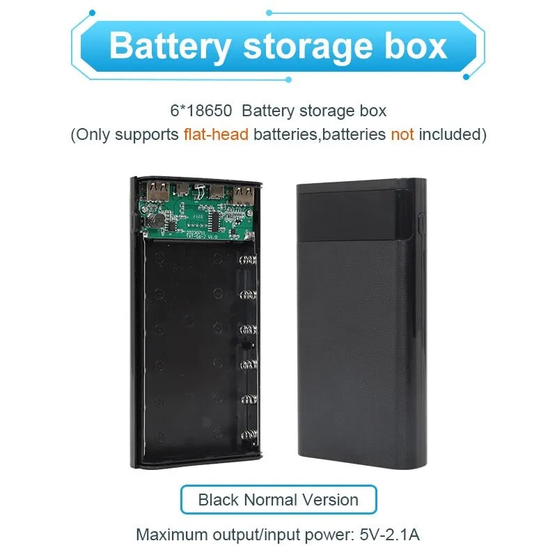 DIY18650 Battery Storage Charging Box – Dual USB Type-C 5V (No Battery)