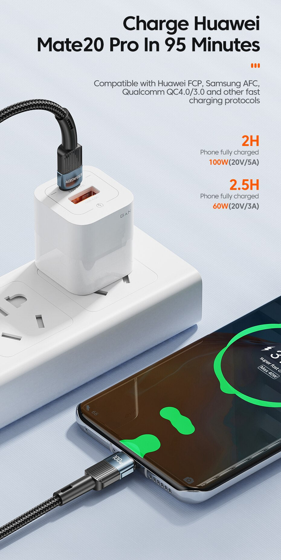 Essager 100W USB-C to USB-C Cable | PD Fast Charging for MacBook, Samsung & Xiaomi