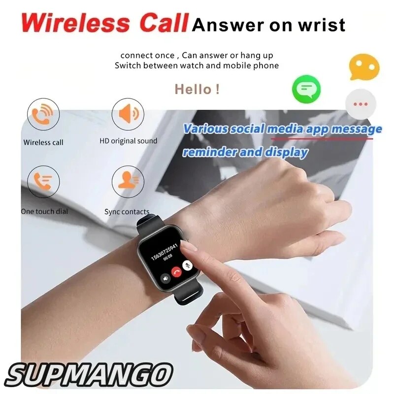 T1680 Wireless Calling Smart Watch – Full Touch Fitness Tracker with Waterproof Design