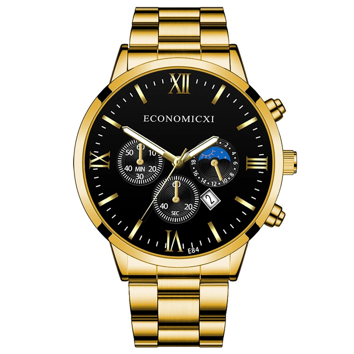 Q-3540 Quartz Watch 2Pcs Men’s Fashion Business Casual Quartz Watch & Alloy Bracelet Set