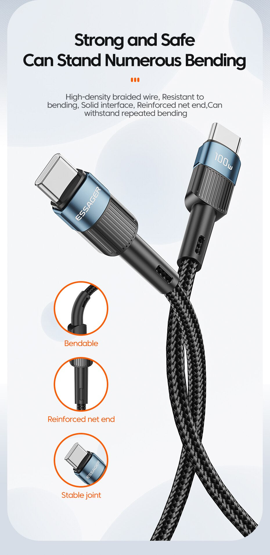 Essager 100W USB-C to USB-C Cable | PD Fast Charging for MacBook, Samsung & Xiaomi