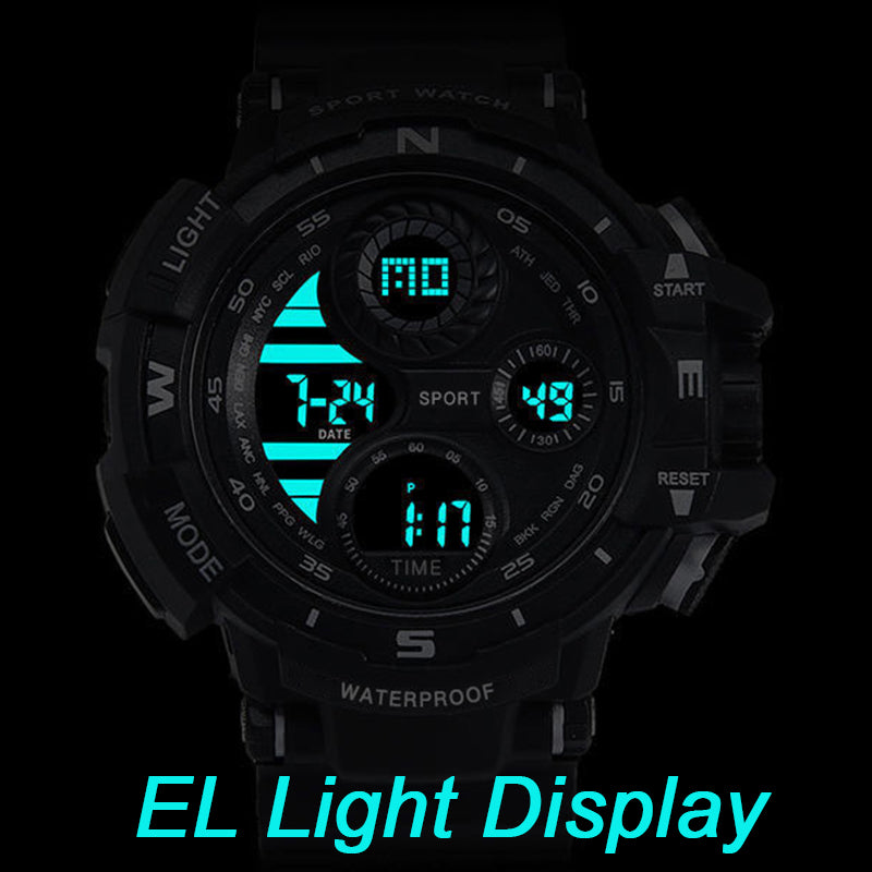 YIKAZE-S10 Black Digital Sports Watch β Waterproof Military LED Chronograph for Men