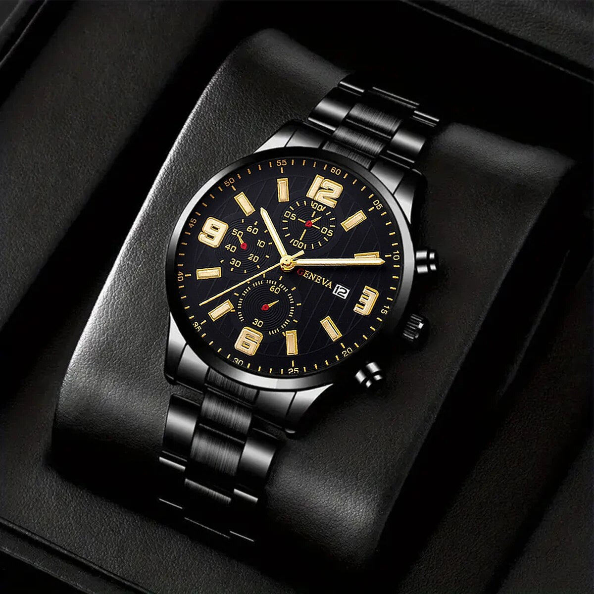 Q-2157 Men’s Quartz Watch & Luxury Bracelet Set – Business & Leisure Style
