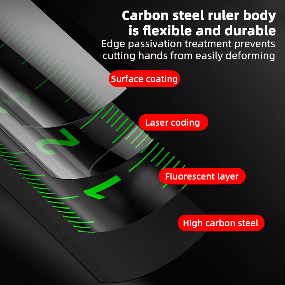 5/7.5/10M Self-Locking Fluorescent Steel Measuring Tape β High Precision Metric Ruler