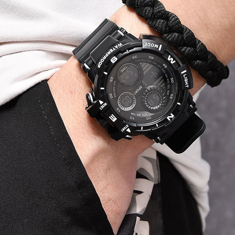 YIKAZE-S10 Black Digital Sports Watch β Waterproof Military LED Chronograph for Men