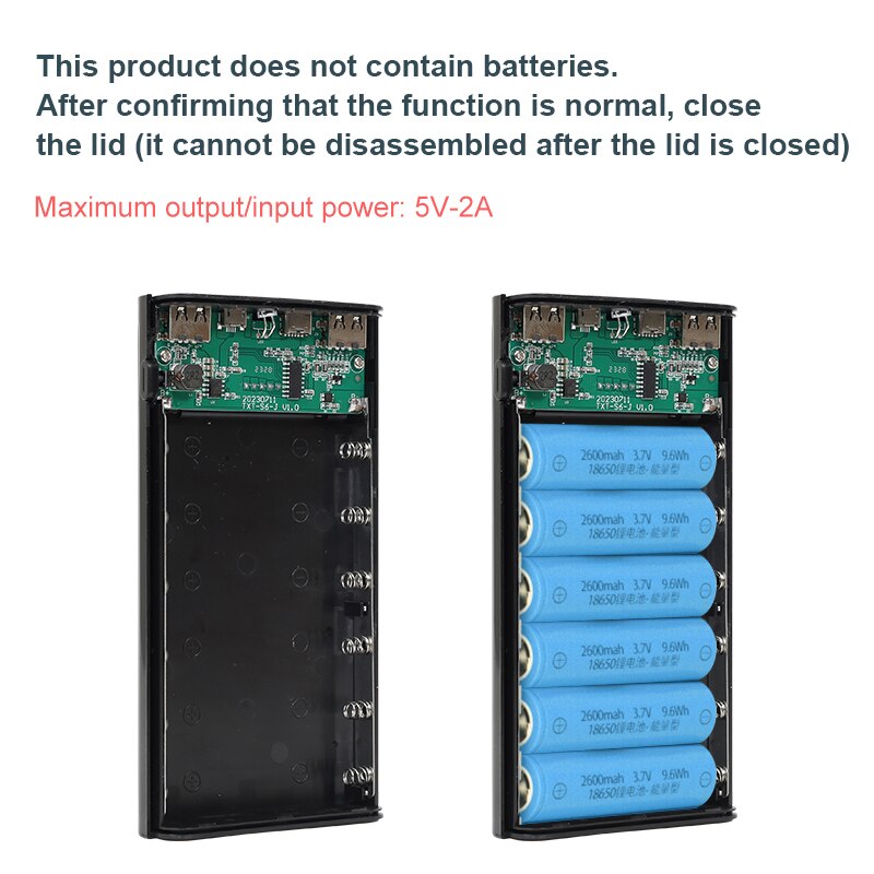 DIY18650 Battery Storage Charging Box – Dual USB Type-C 5V (No Battery)