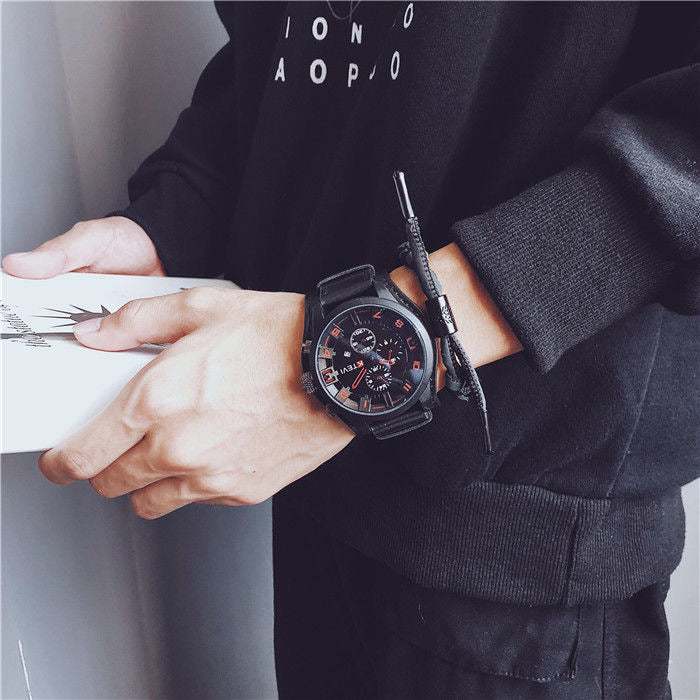 YIKAZE R-1150 Retro Men's Watches Classic Luxury Business Quartz Watch Fashion Big Dial Leather Strap Date Military Wristwatch for Men