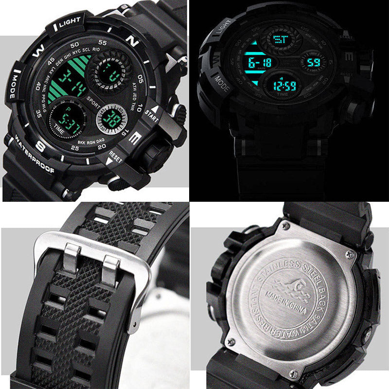 YIKAZE-S10 Black Digital Sports Watch β Waterproof Military LED Chronograph for Men