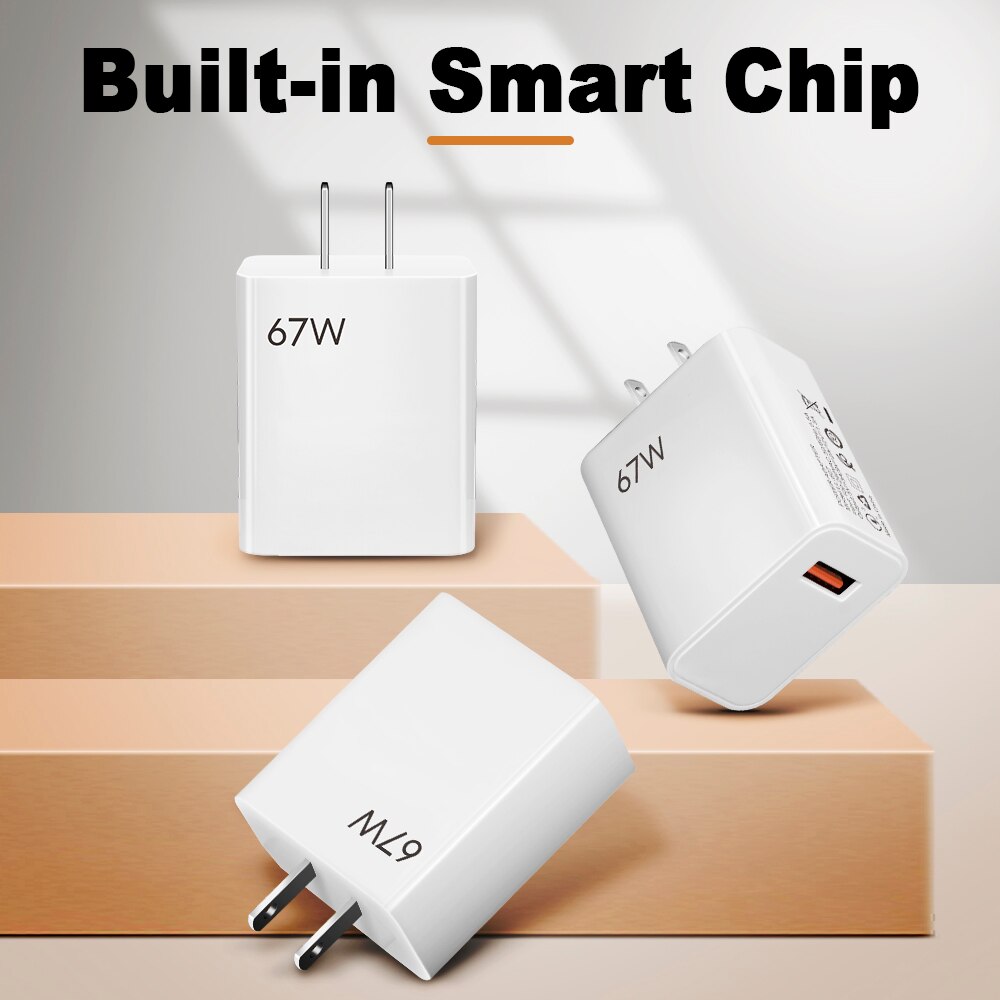 67W Fast Charger USB Type-C Quick Charge for Xiaomi Mi 13/12/11 Pro Ultra & Redmi Note Series