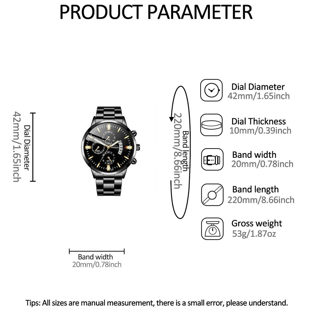 Q-2541 Men’s Fashion Business Casual Quartz Watch & Alloy Bracelet Set