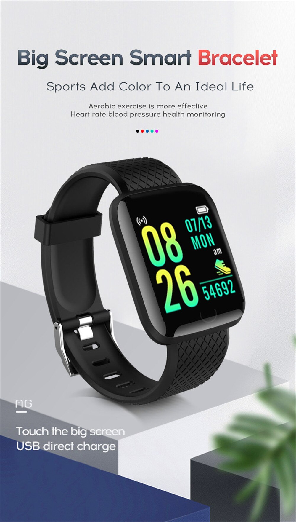 116-Plus Smart Watch with Real Step Count & Multi-Function Fitness Tracker | Unisex Android & iOS Compatible
