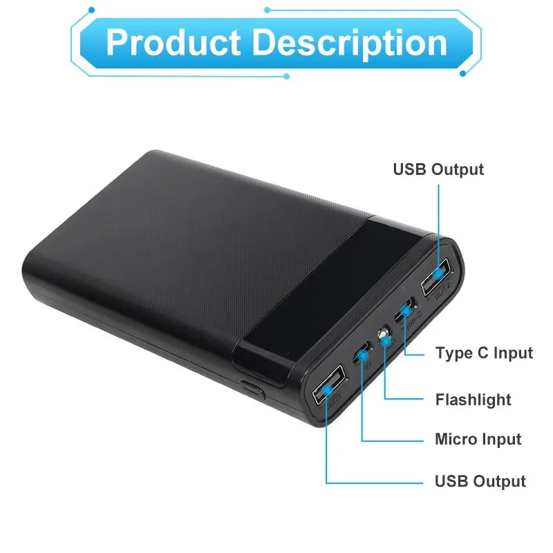 DIY18650 Battery Storage Charging Box – Dual USB Type-C 5V (No Battery)