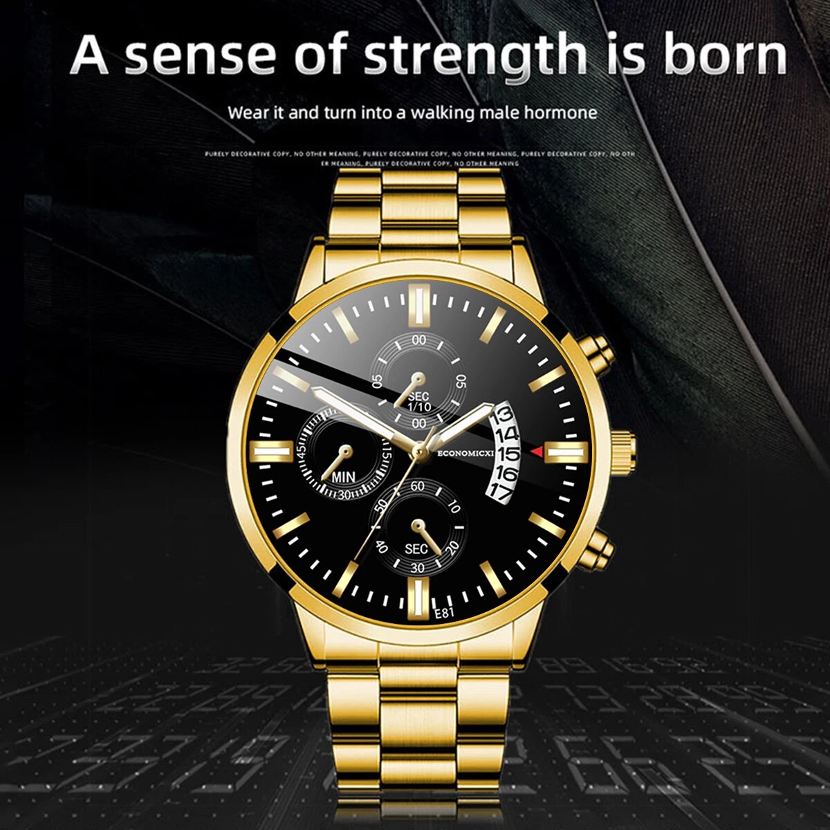 Q-2541 Men’s Fashion Business Casual Quartz Watch & Alloy Bracelet Set