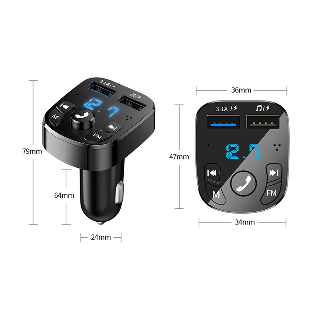 OLAF Car Bluetooth 5.0 FM Transmitter & Dual USB Car Charger – 3.1A Fast Charging MP3 Receiver