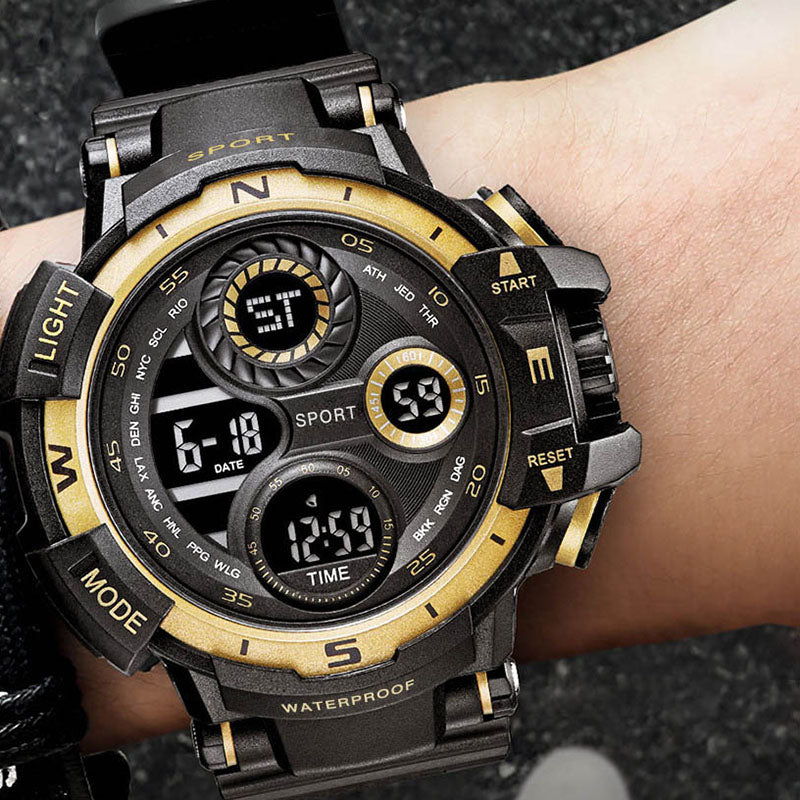 YIKAZE-S10 Black Digital Sports Watch β Waterproof Military LED Chronograph for Men
