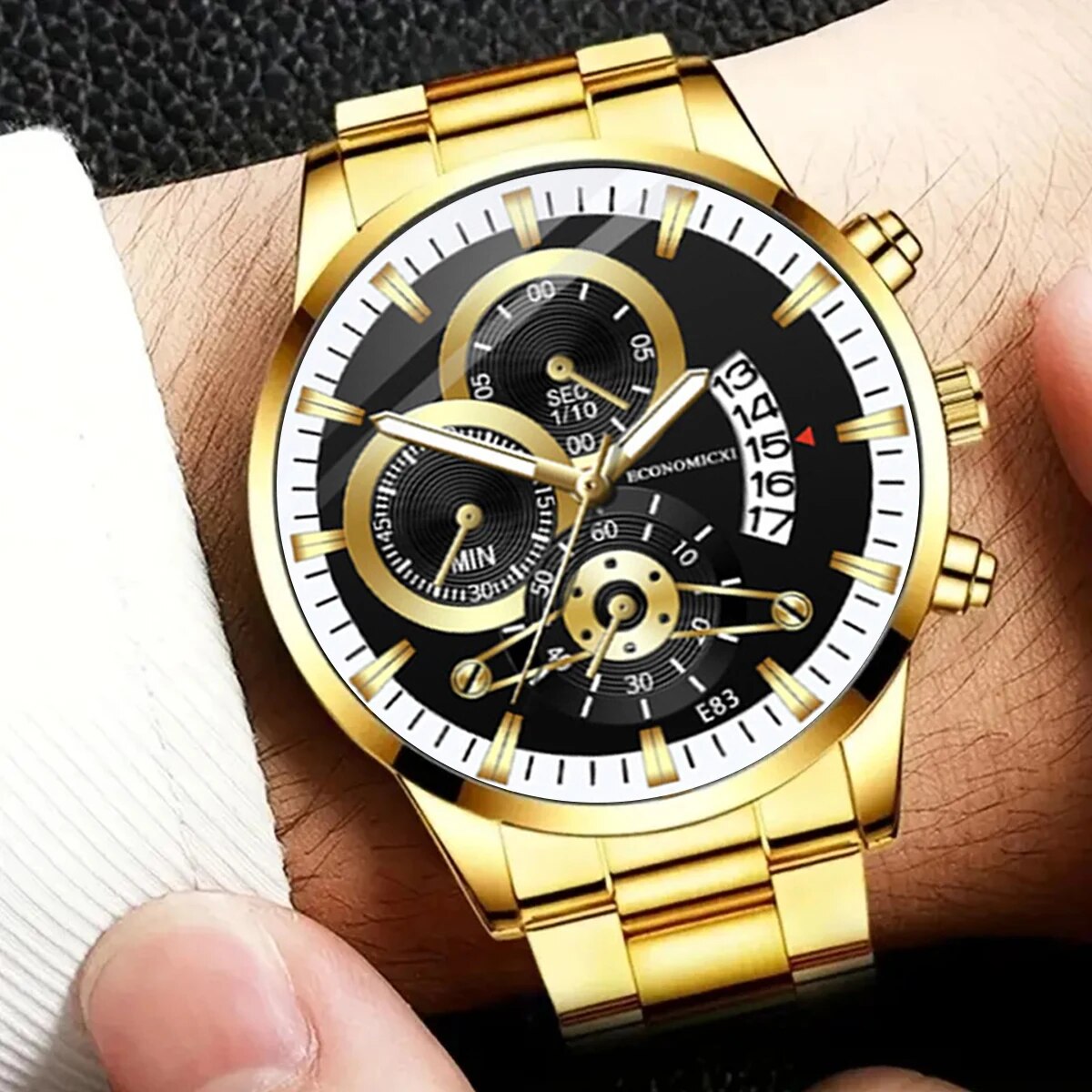 Q-4470 Men’s Quartz Watch & Alloy Bracelet Set – Business Casual