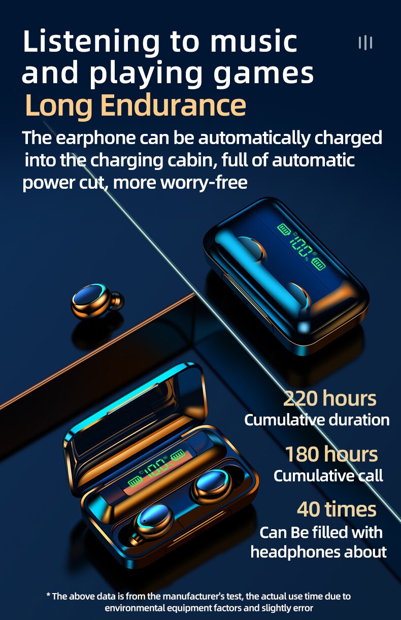 F9 A Plus TWS Wireless Earbuds – Waterproof, HD Calling & LED Display with power Bank