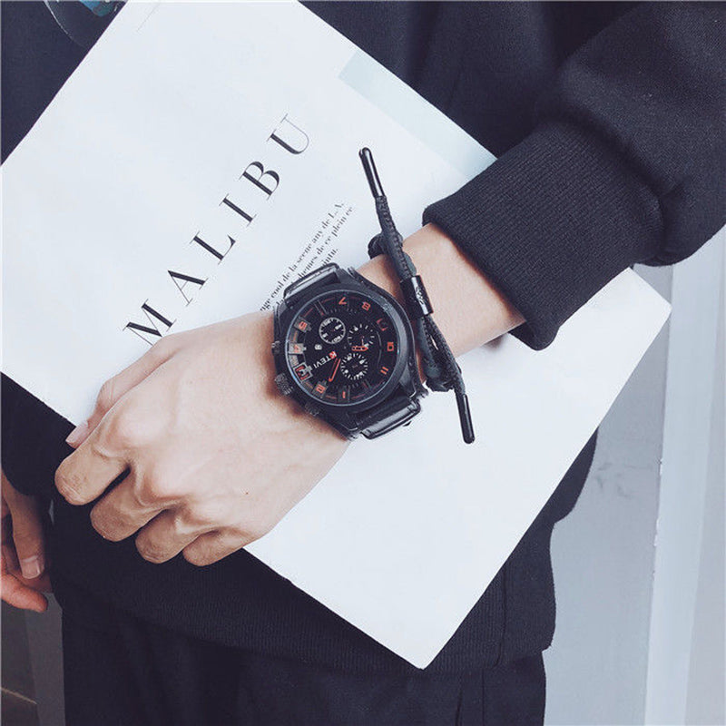 YIKAZE R-1150 Retro Men's Watches Classic Luxury Business Quartz Watch Fashion Big Dial Leather Strap Date Military Wristwatch for Men