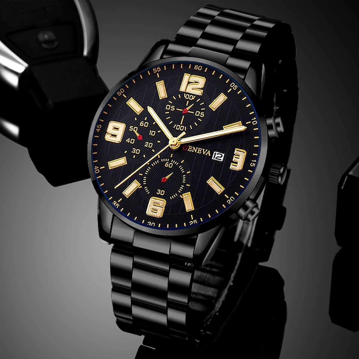 Q-2157 Men’s Quartz Watch & Luxury Bracelet Set – Business & Leisure Style