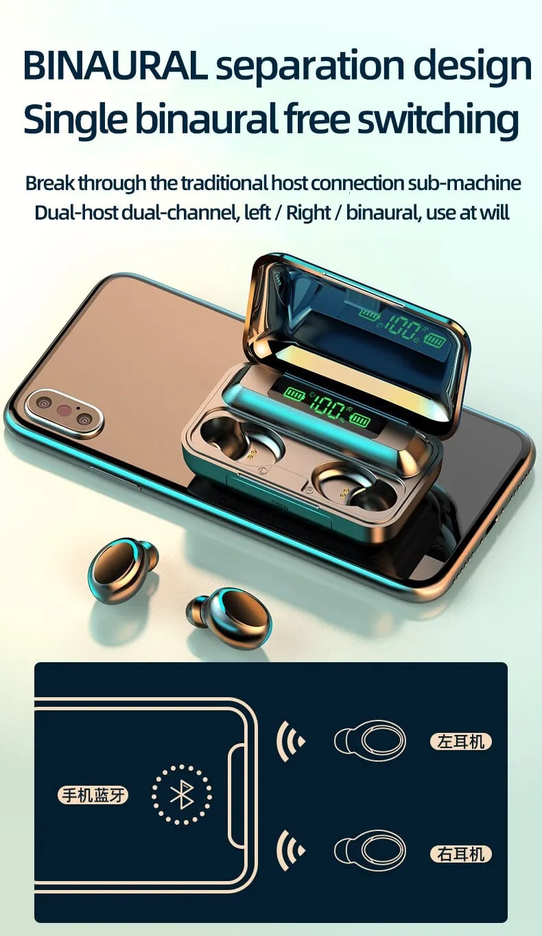 F9 A Plus TWS Wireless Earbuds – Waterproof, HD Calling & LED Display with power Bank